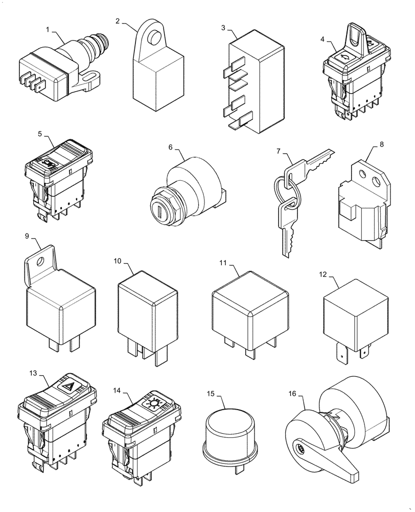 Схема запчастей Case IH DX45 - (06.08.03) - SWITCHES (06) - ELECTRICAL SYSTEMS