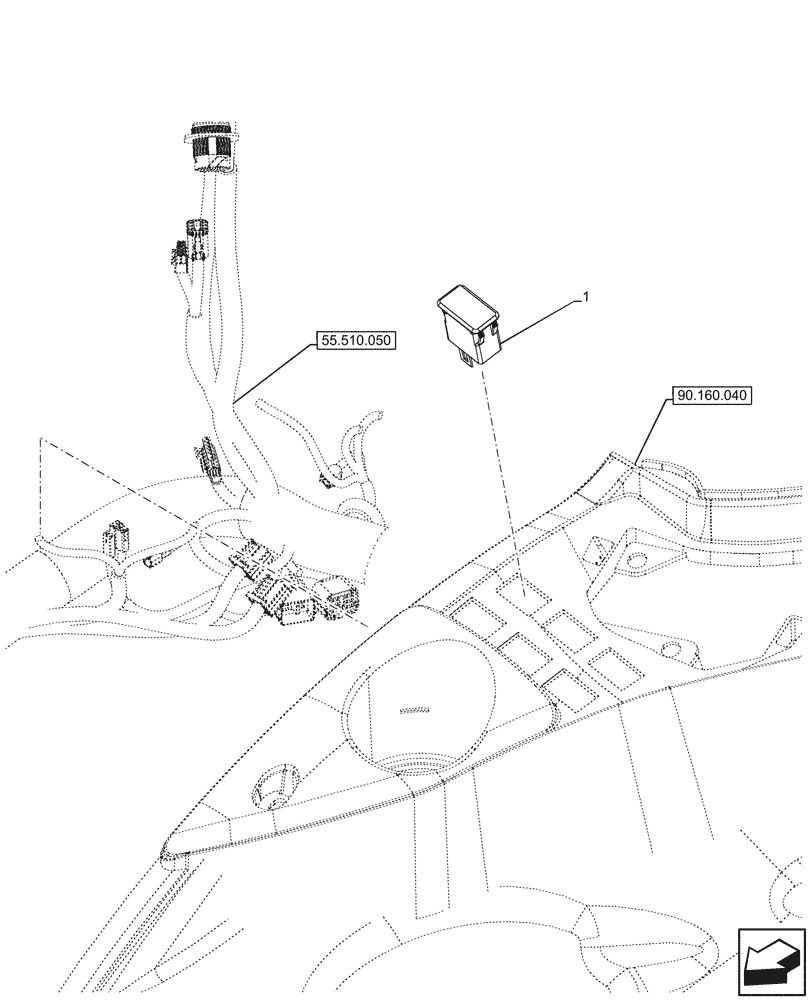 Схема запчастей Case IH OPTUM 270 CVT - (55.519.030) - VAR - 391149, 758650 - PLUG, W/O CAB (55) - ELECTRICAL SYSTEMS