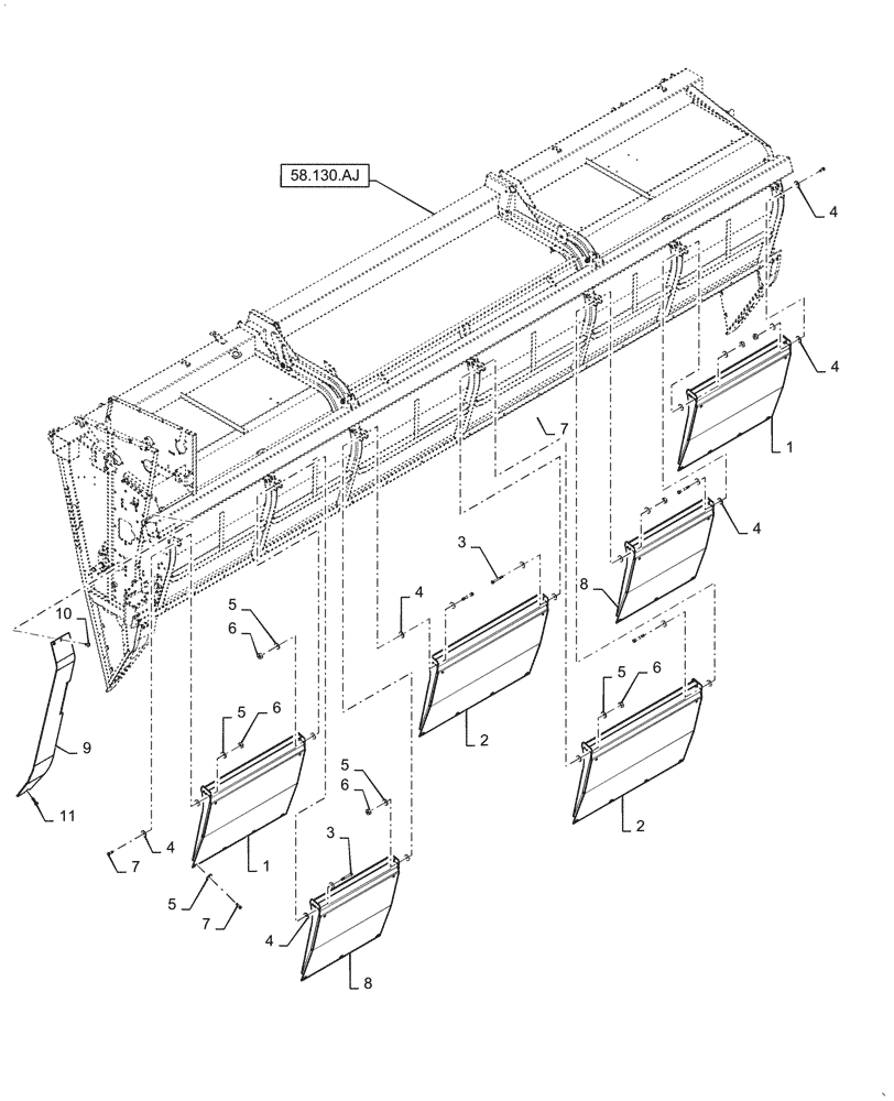 Схема запчастей Case IH 2060-17 - (58.130.AQ) - SKID PLATE, 17FT (58) - ATTACHMENTS/HEADERS