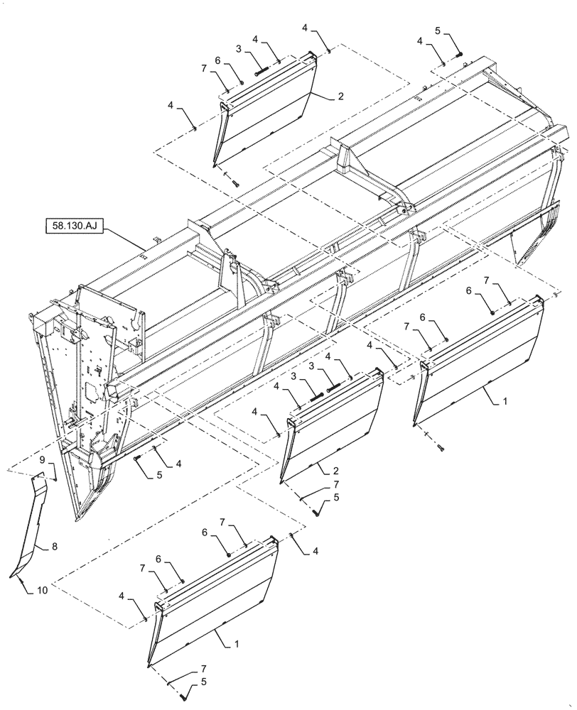 Схема запчастей Case IH 2060-15 - (58.130.AQ) - SKID PLATE, 15FT (58) - ATTACHMENTS/HEADERS