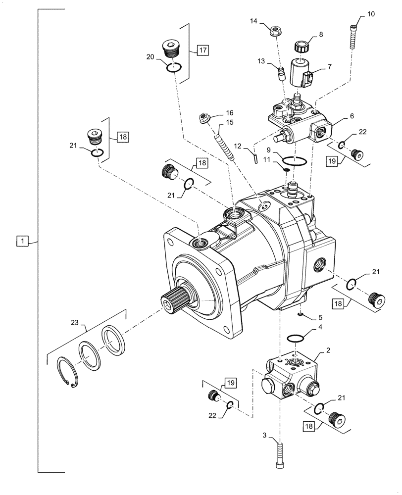 Схема запчастей Case IH 7140 - (29.218.AH[03]) - VAR - 425442, 425443 - HYDROSTATIC MOTOR, VARIABLE SPEED, 150CC TO 0CC (29) - HYDROSTATIC DRIVE