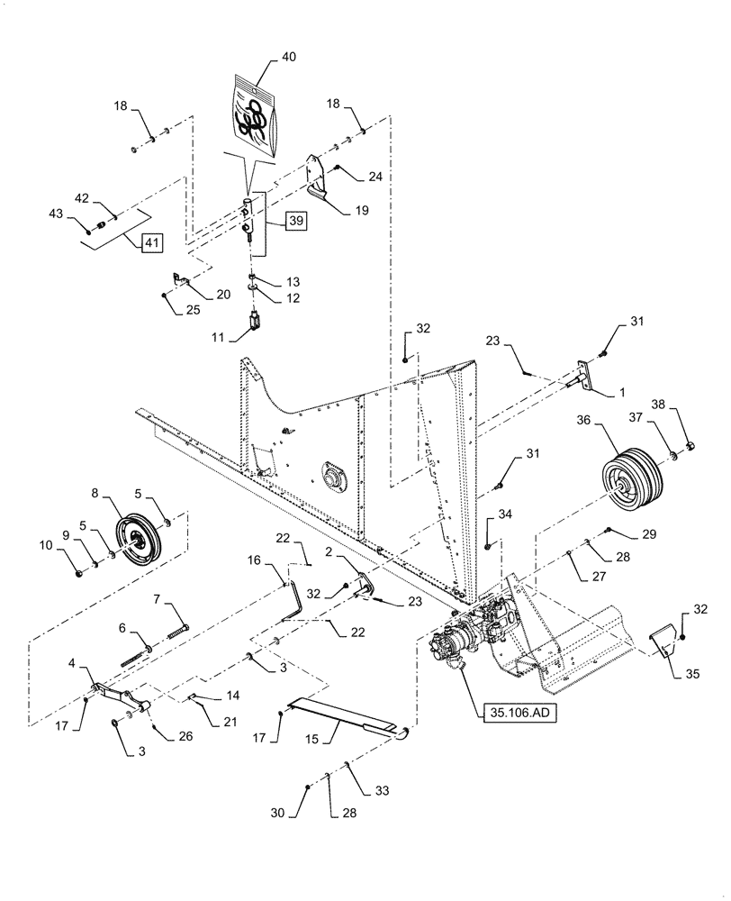 Схема запчастей Case IH 5088 - (80.175.AG[02]) - UNLOADER DRIVER, PULLEY & TENSIONER (80) - CROP STORAGE/UNLOADING