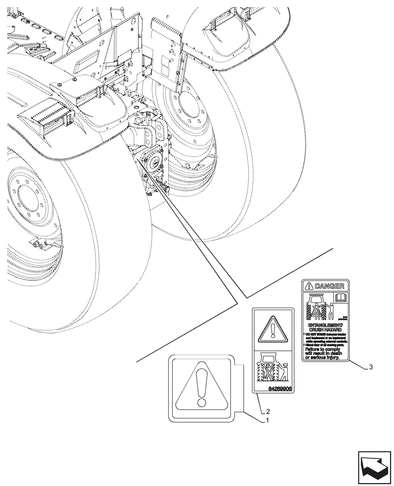 Схема запчастей Case IH FARMALL 80V - (90.108.015) - VAR - 759019 - WARNING DECAL, W/O FRONT PTO (90) - PLATFORM, CAB, BODYWORK AND DECALS
