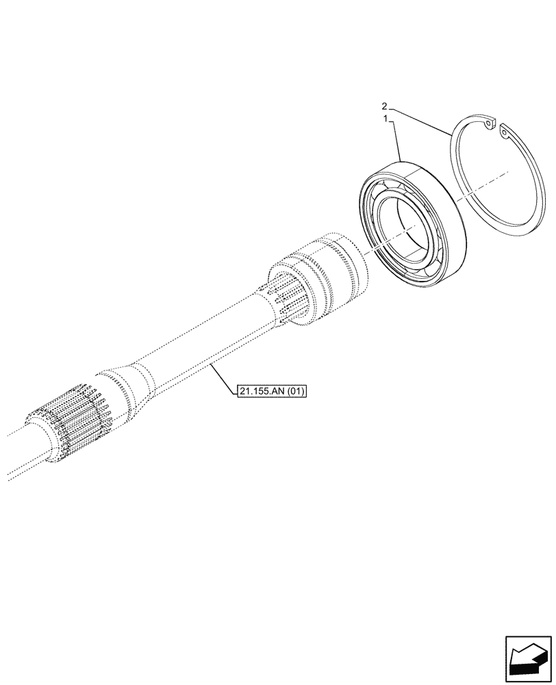 Схема запчастей Case IH PUMA 185 - (21.155.AN[02]) - VAR - 759052 - BEARING, INPUT SHAFT (21) - TRANSMISSION