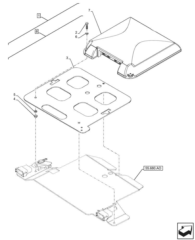 Схема запчастей Case IH PUMA 165 - (55.911.AA[02]) - VAR - 758871 - GPS RECEIVER, L3 RTK RADIO (55) - ELECTRICAL SYSTEMS