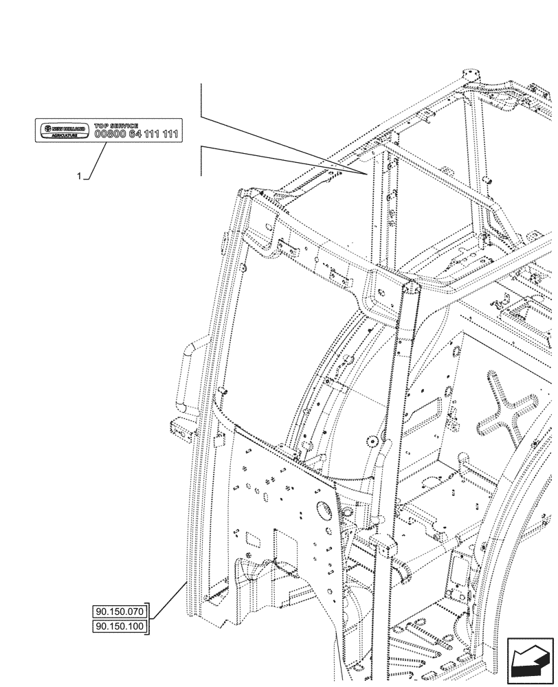 Схема запчастей Case IH FARMALL 80V - (90.108.035) - TOP SERVICE, DECAL (90) - PLATFORM, CAB, BODYWORK AND DECALS