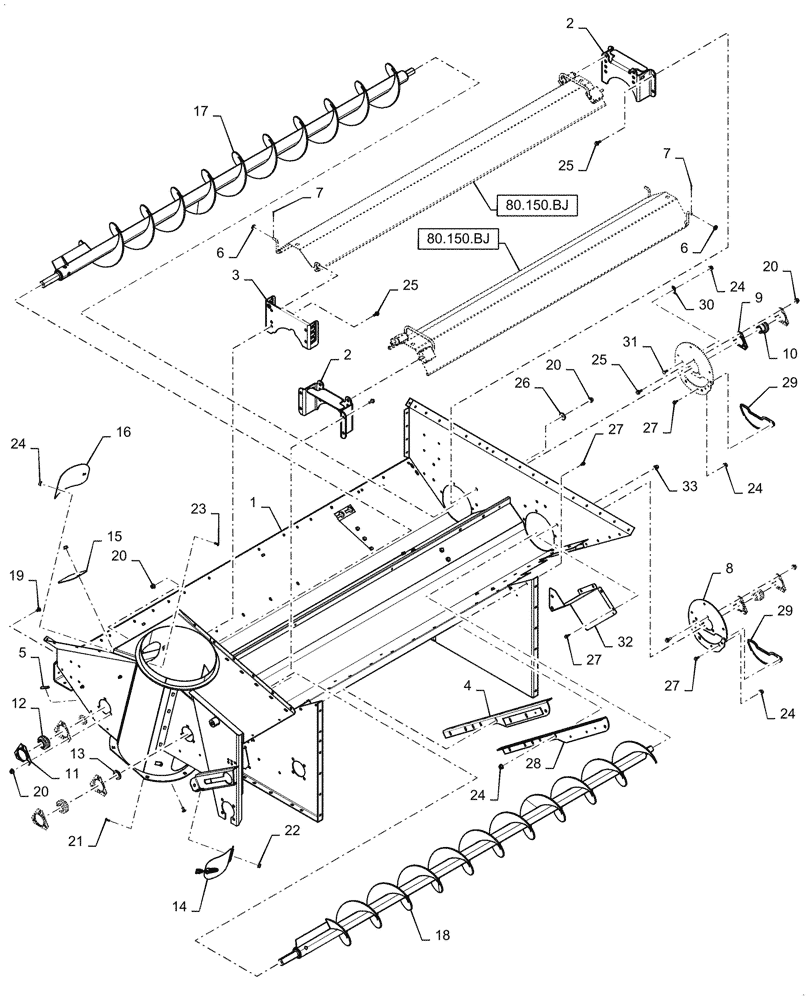 Схема запчастей Case IH 5088 - (80.150.AI) - GRAIN TANK BOTTOM (80) - CROP STORAGE/UNLOADING