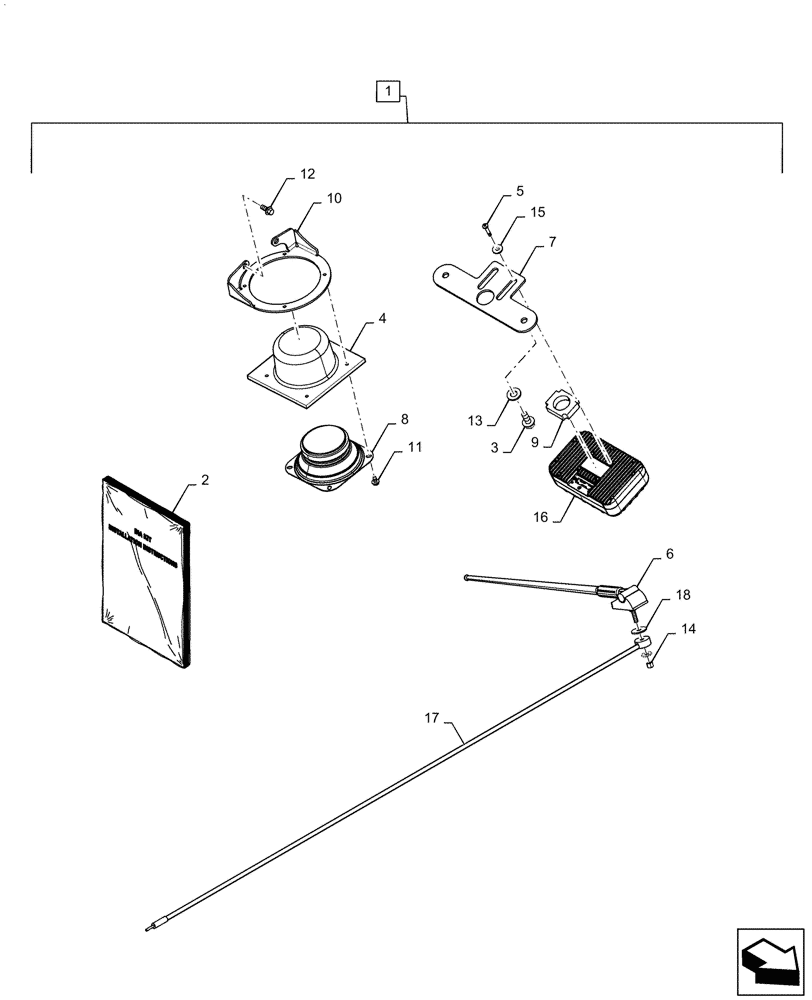 Схема запчастей Case IH SV340 - (88.100.55[03]) - DIA KIT, RADIO (88) - ACCESSORIES