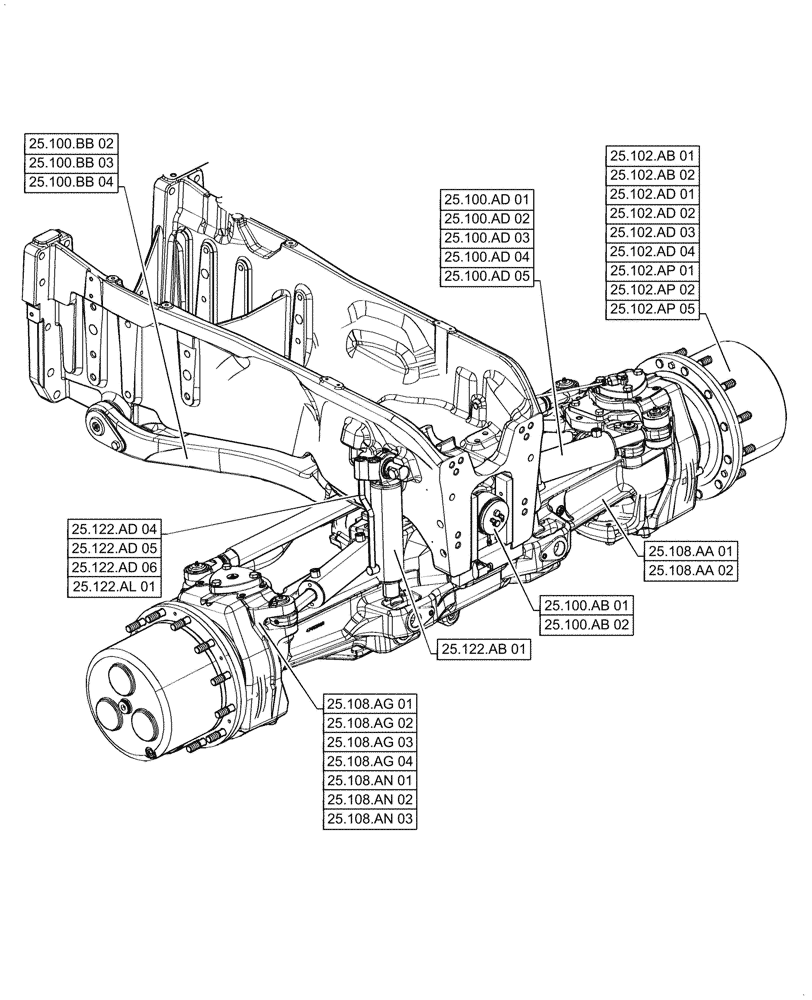 Схема запчастей Case IH MAGNUM 250 - (25.000.00) - SECTION INDEX - FRONT AXLE SYSTEM (25) - FRONT AXLE SYSTEM