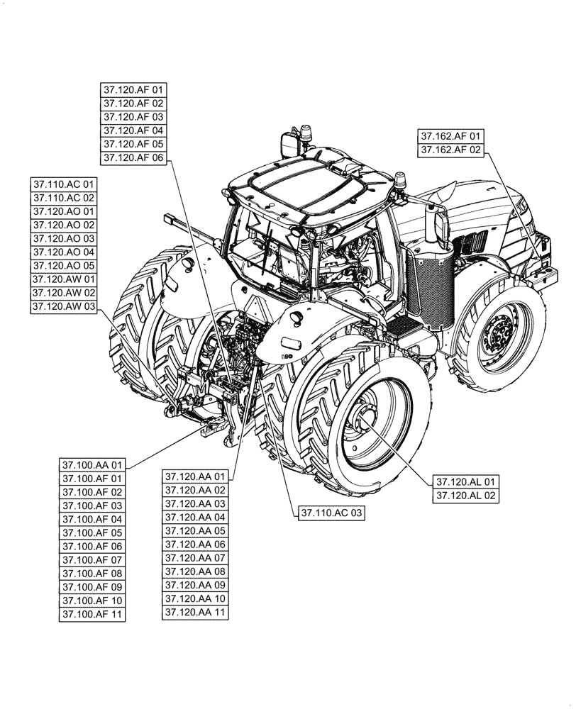 Схема запчастей Case IH MAGNUM 250 - (37.000.00) - SECTION INDEX - HITCHES, DRAWBARS AND IMPLEMENT COUPLINGS (37) - HITCHES, DRAWBARS & IMPLEMENT COUPLINGS