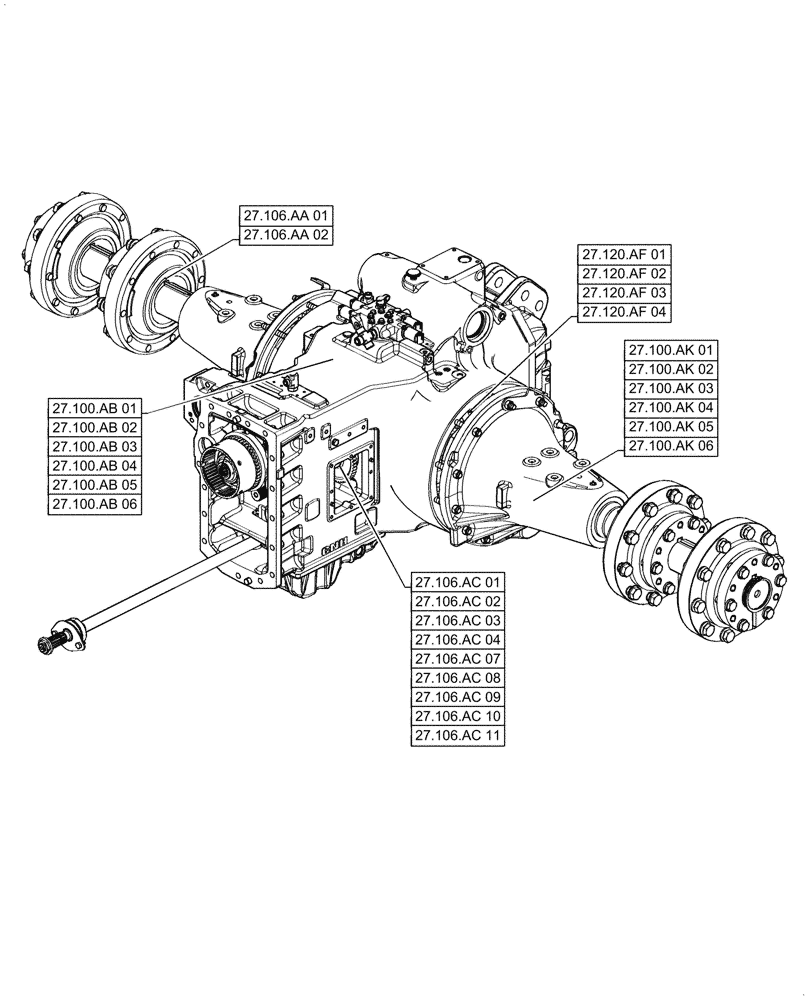 Схема запчастей Case IH MAGNUM 250 - (27.000.00) - SECTION INDEX - REAR AXLE SYSTEM (27) - REAR AXLE SYSTEM