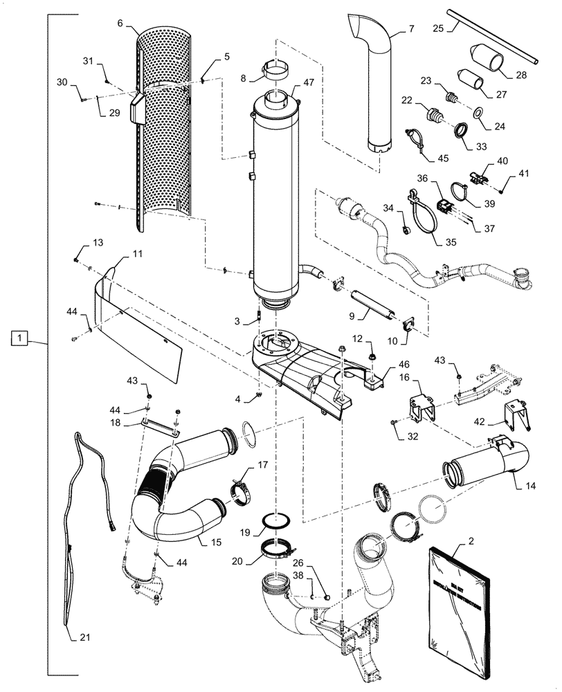 Схема запчастей Case IH MAGNUM 340 - (88.100.90[17]) - KIT EXHAUST CONVERSION T4B (88) - ACCESSORIES