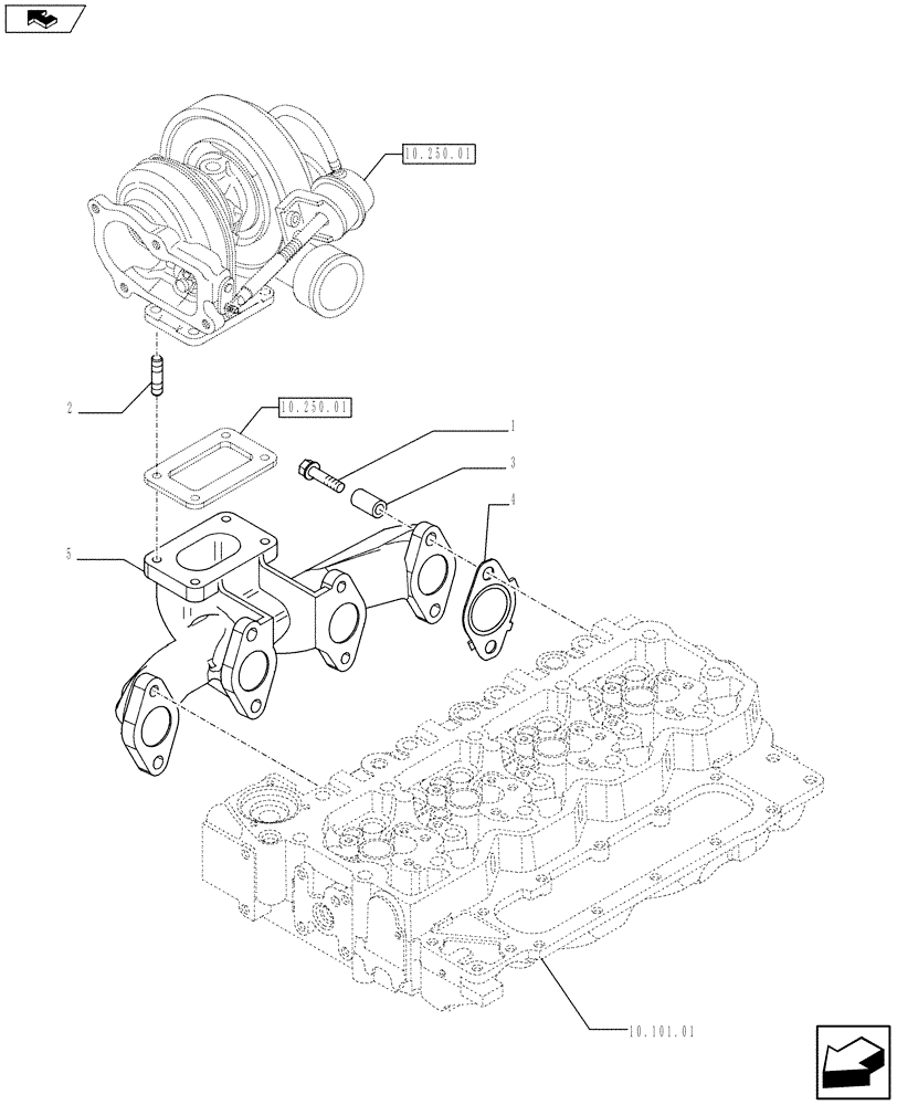 Схема запчастей Case IH F4HE9484M J100 - (10.254.05) - EXHAUST MANIFOLD (2854381) (10) - ENGINE