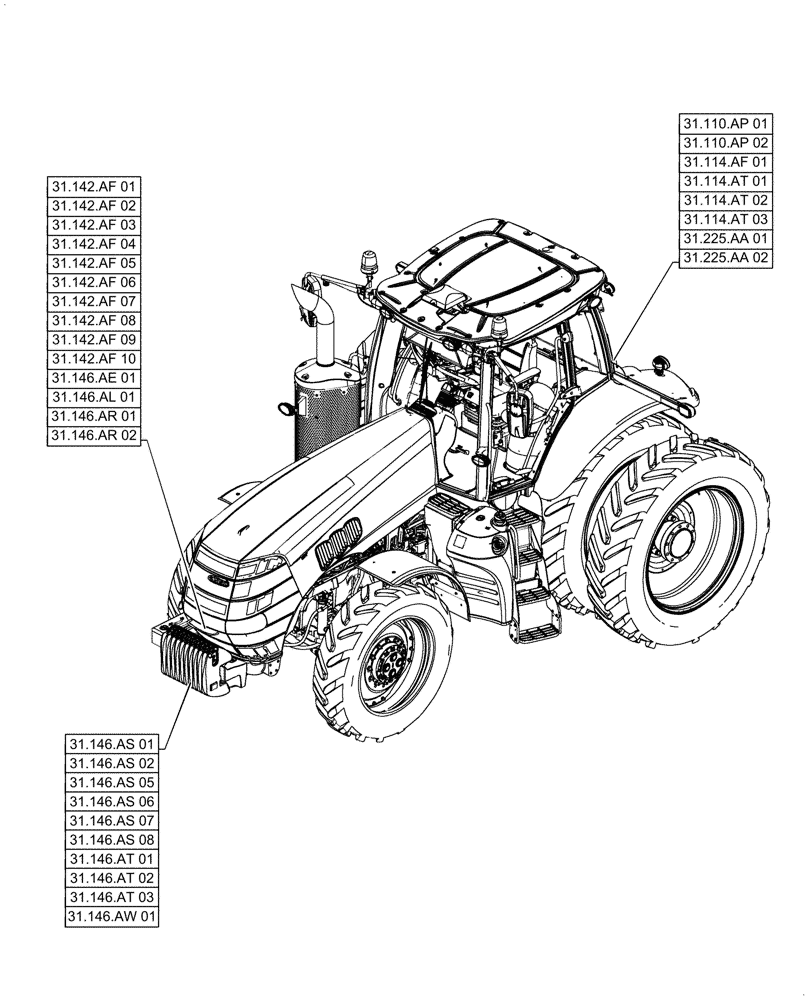 Схема запчастей Case IH MAGNUM 250 - (31.000.00) - SECTION INDEX - IMPLEMENT POWER TAKE OFF (31) - IMPLEMENT POWER TAKE OFF