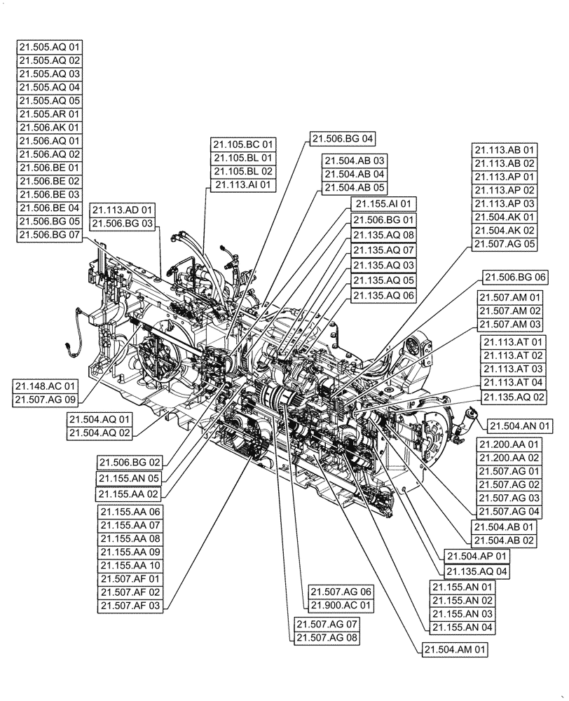 Схема запчастей Case IH MAGNUM 250 - (21.000.00) - SECTION INDEX - TRANSMISSION (21) - TRANSMISSION