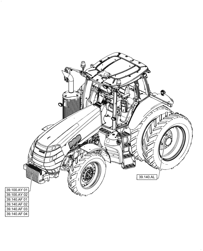 Схема запчастей Case IH MAGNUM 250 - (39.000.00) - SECTION INDEX - FRAMES AND BALLASTING (39) - FRAMES AND BALLASTING