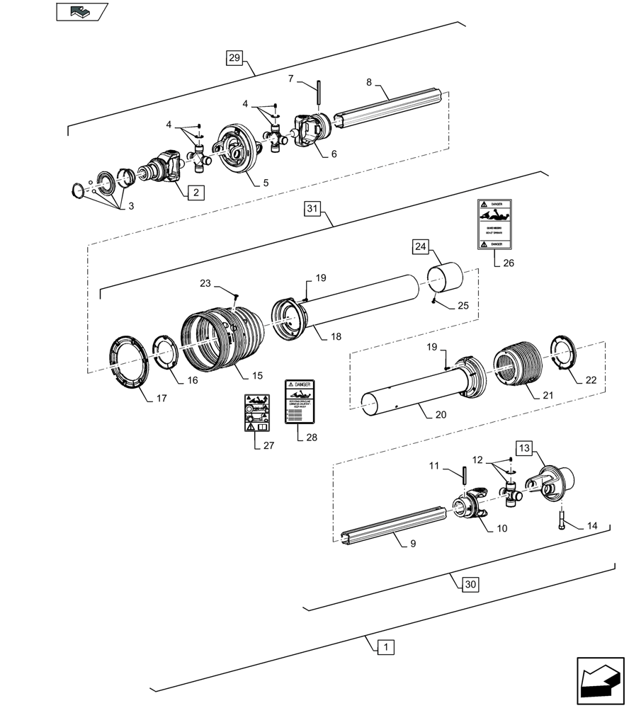 Схема запчастей Case IH LB324P - (31.201.011) - POWER TAKE-OFF, FRONT - D137 (31) - IMPLEMENT POWER TAKE OFF