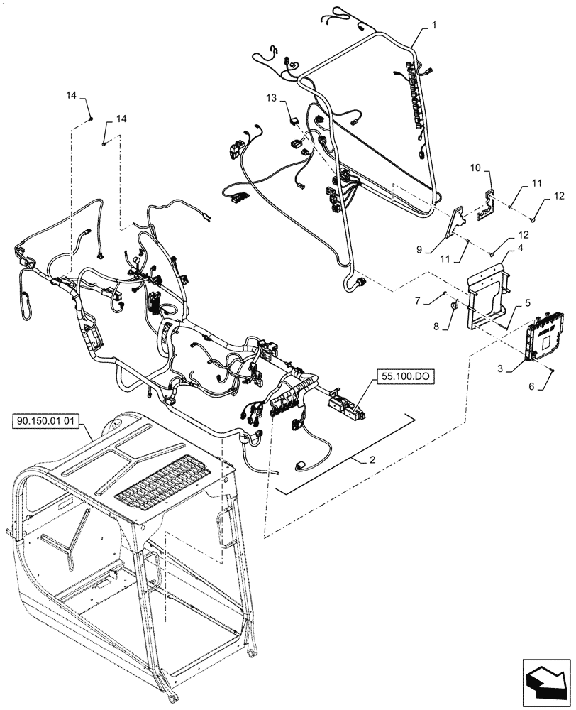 Схема запчастей Case IH SV300 - (55.101.AC[05]) - WIRE HARNESS & CONNECTOR, ELECTRONIC CONTROLS, W/ EHF (55) - ELECTRICAL SYSTEMS