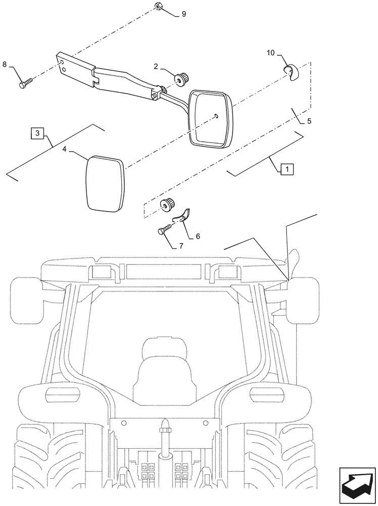 Схема запчастей Case IH PUMA1654 - (90.118.BM[02]) - 2 X TELESCOPIC EXTERNAL REAR VIEW MIRROR (90) - PLATFORM, CAB, BODYWORK AND DECALS
