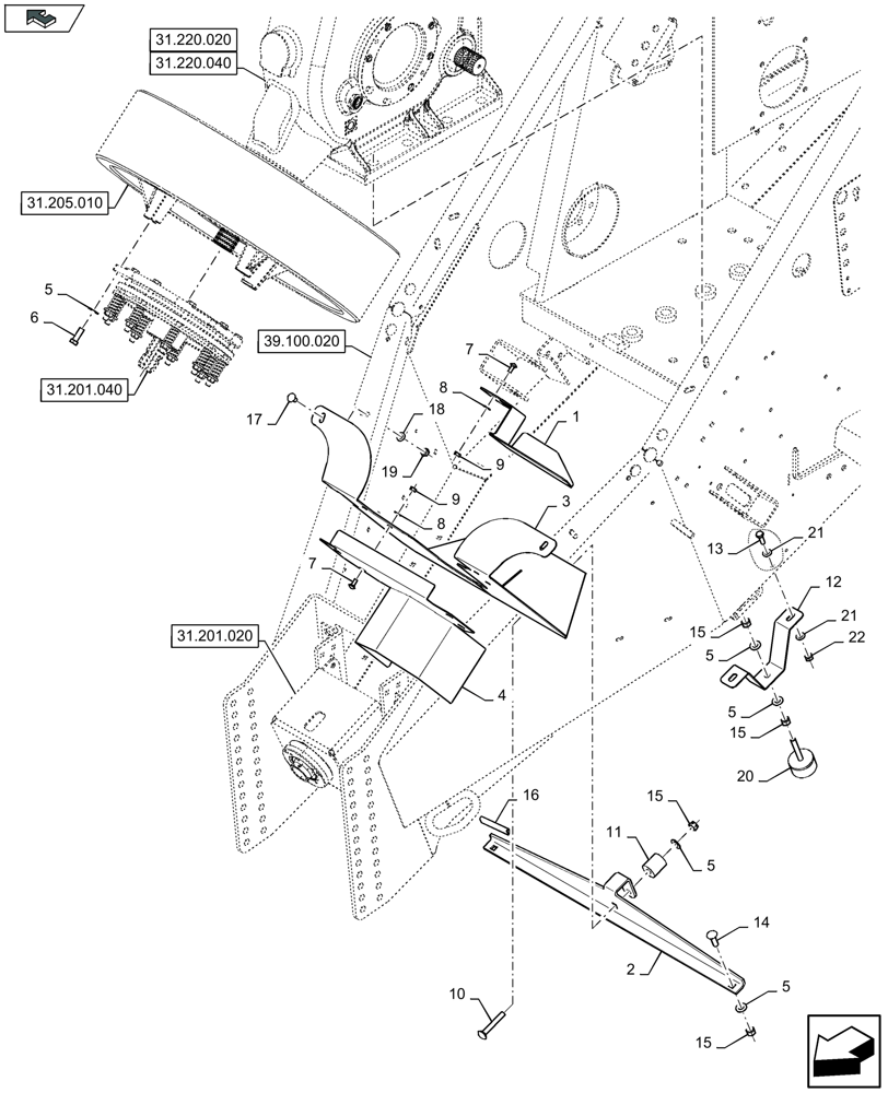 Схема запчастей Case IH LB324R - (31.201.031) - POWER TAKE-OFF, REAR SHIELD (31) - IMPLEMENT POWER TAKE OFF