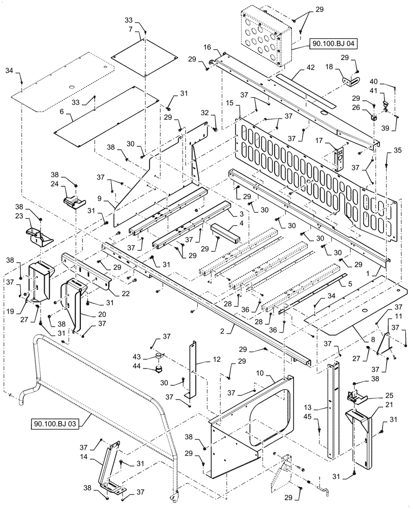 Схема запчастей Case IH 7088 - (90.100.BJ[02]) - SERVICE PLATFORM (90) - PLATFORM, CAB, BODYWORK AND DECALS
