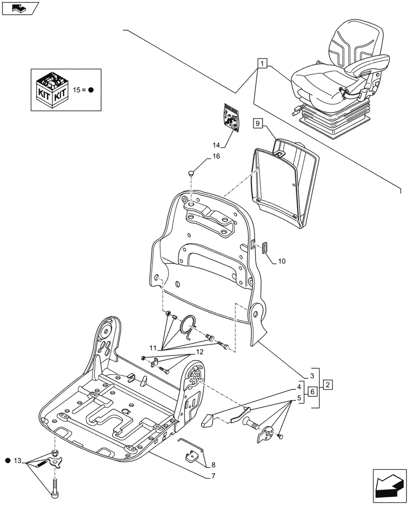 Схема запчастей Case IH MAXXUM 110 - (90.124.AF[03A]) - VAR - 330710 - SEAT WITH AIR SUSPENSION, BELT AND SWITCH - BREAKDOWN - BEGIN YR 03-OCT-2014 (90) - PLATFORM, CAB, BODYWORK AND DECALS