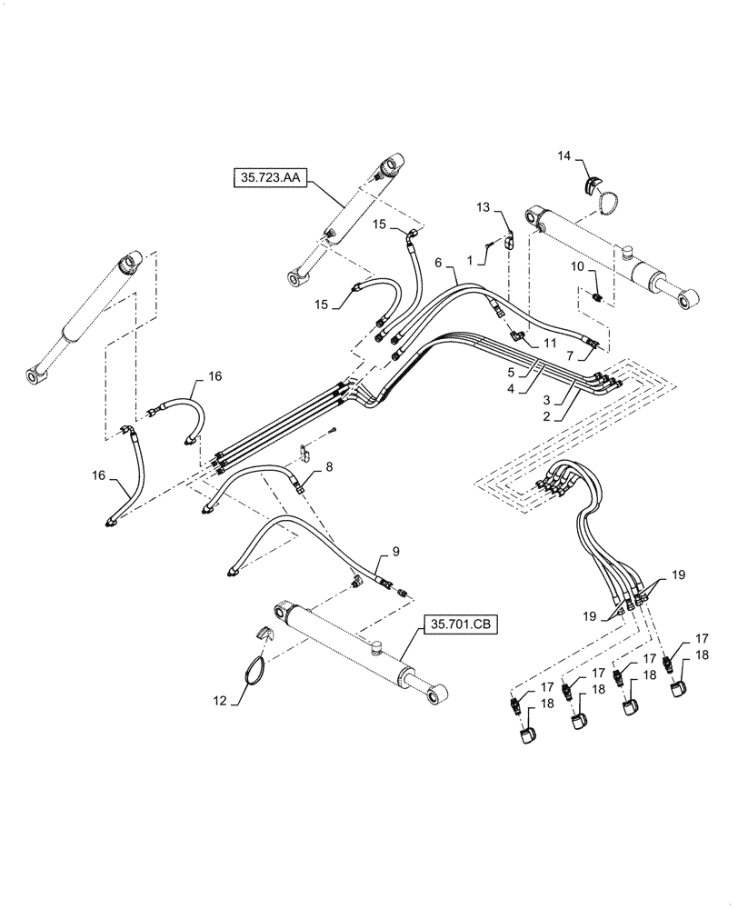 Схема запчастей Case IH L630 - (35.701.AX[01]) - LOADER ARM, HYDRAULIC - NSL (35) - HYDRAULIC SYSTEMS