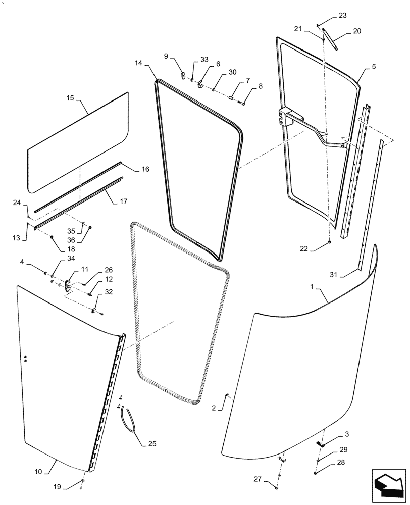 Схема запчастей Case IH AF4088 - (90.156.AL[01]) - WINDSHIELD, GLASS, HEATER ONLY, USE FOR 2016 (90) - PLATFORM, CAB, BODYWORK AND DECALS