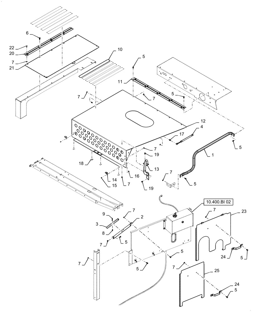 Схема запчастей Case IH 5088 - (90.100.BJ[01]) - ENGINE COVER (90) - PLATFORM, CAB, BODYWORK AND DECALS