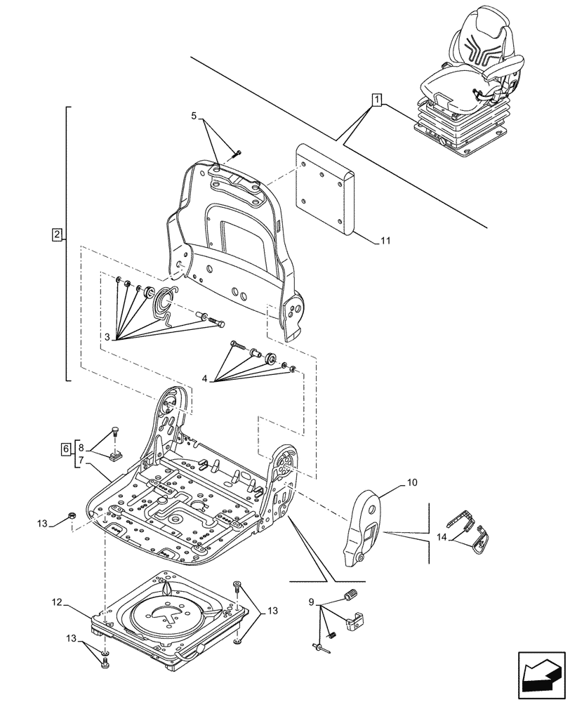 Схема запчастей Case IH MAXXUM 135 - (90.124.AM[05]) - VAR - 758671 - DRIVER SEAT, GRAMMER DELUXE SEAT, W/ LOW FREQUENCY AIR SUSPENSION, W/ HEATED CUSHIONS, W/ MECHANICAL REMOTES, CUSHION, BACKREST, FRAME (90) - PLATFORM, CAB, BODYWORK AND DECALS