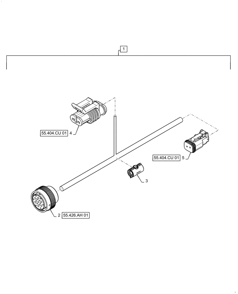Схема запчастей Case IH 7140 - (55.404.CU[04]) - WIRE HARNESS, UNLOAD TUBE (55) - ELECTRICAL SYSTEMS