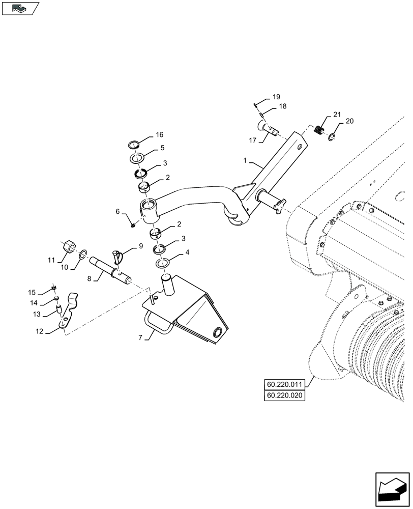 Схема запчастей Case IH LB434S - (44.901.020) - PICK-UP CASTER, RH - D137 (44) - WHEELS