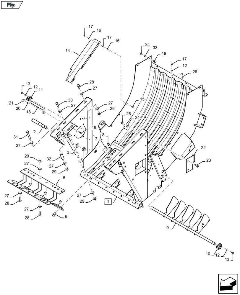 Схема запчастей Case IH LB324P - (60.280.121) - FEED CHAMBER, FRAME - D151 (60) - PRODUCT FEEDING