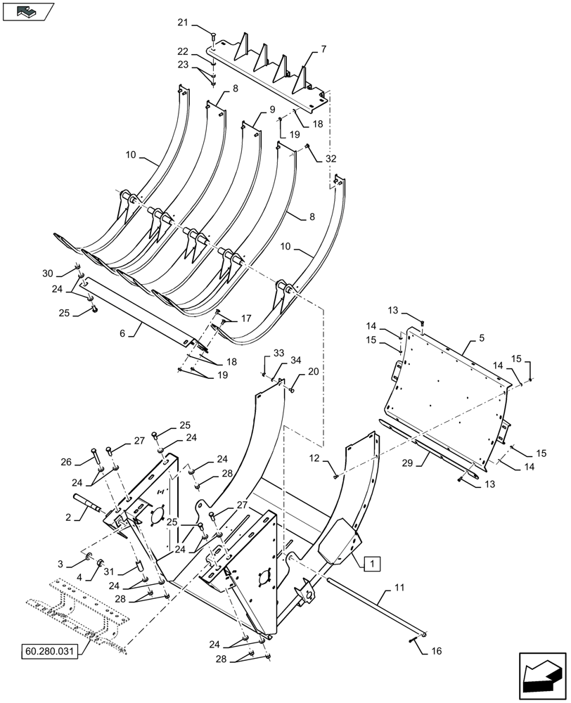 Схема запчастей Case IH LB434S - (60.280.021) - FEED CHAMBER - D151 (60) - PRODUCT FEEDING