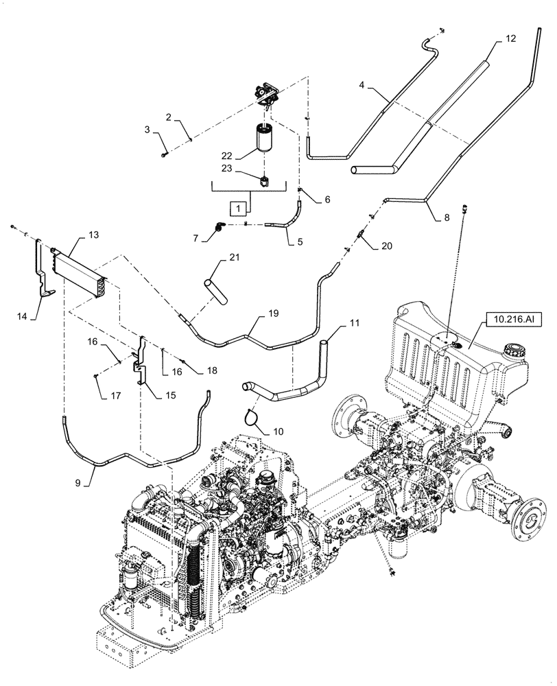 Схема запчастей Case IH FARMALL 45C - (10.210.AF) - FUEL LINE & INLINE FILTER (10) - ENGINE