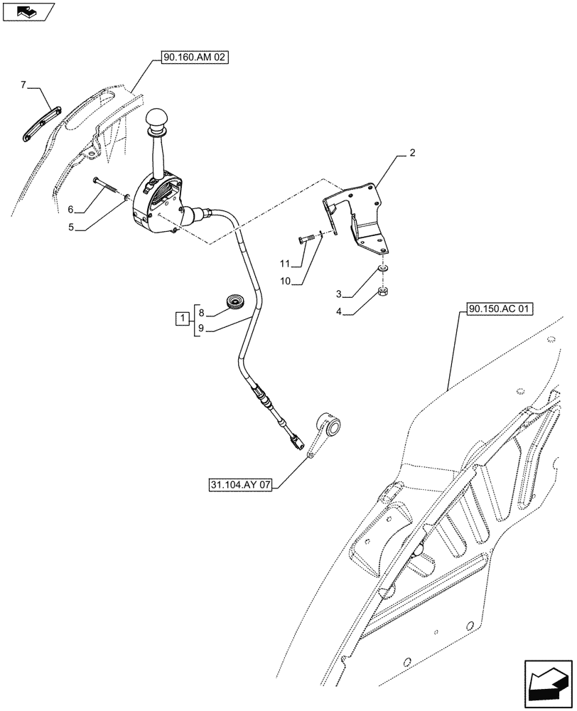 Схема запчастей Case IH FARMALL 115U - (31.104.AY[06]) - VAR - 331729 - PTO 540/540E/1000 RPM, CONTROLS, NA (31) - IMPLEMENT POWER TAKE OFF