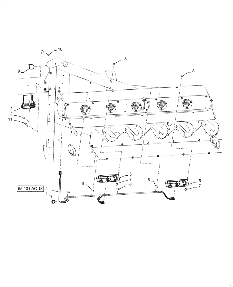 Схема запчастей Case IH 7140 - (55.101.AC[01]) - HARNESS, ROTOR LOSS SENSORS (55) - ELECTRICAL SYSTEMS