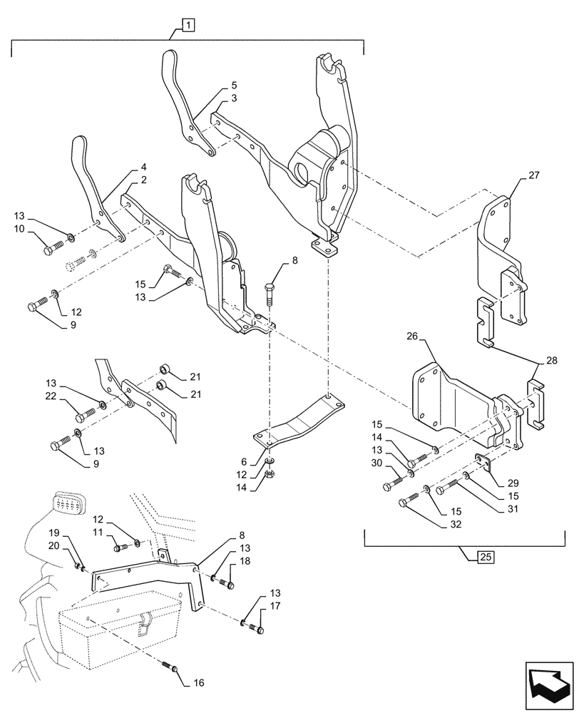 Схема запчастей Case IH L740 - (39.100.150) - VAR - 717688006, 730655006 - SUBFRAME, MOUNTING PARTS (39) - FRAMES AND BALLASTING