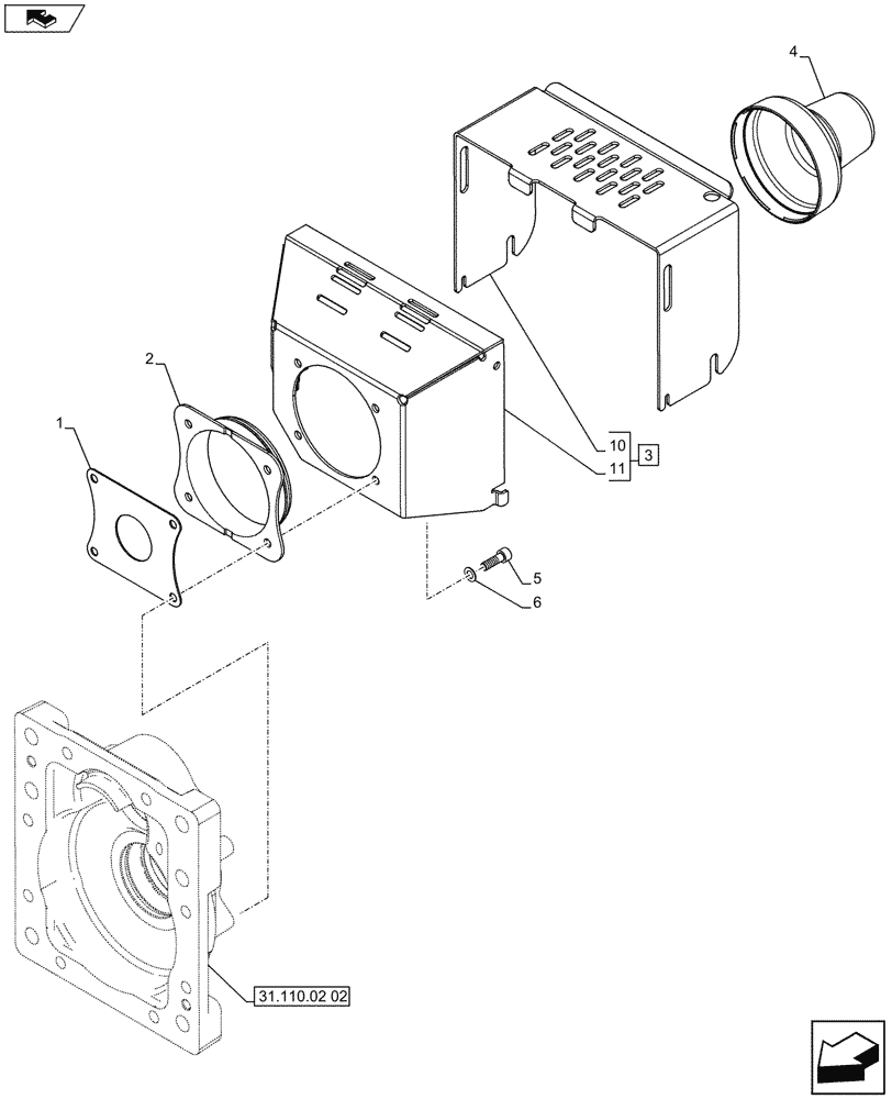 Схема запчастей Case IH FARMALL 75C - (31.110.0304) - PTO SHAFT - COVER (VAR.330891-330893-330896-330906-330929) (31) - IMPLEMENT POWER TAKE OFF