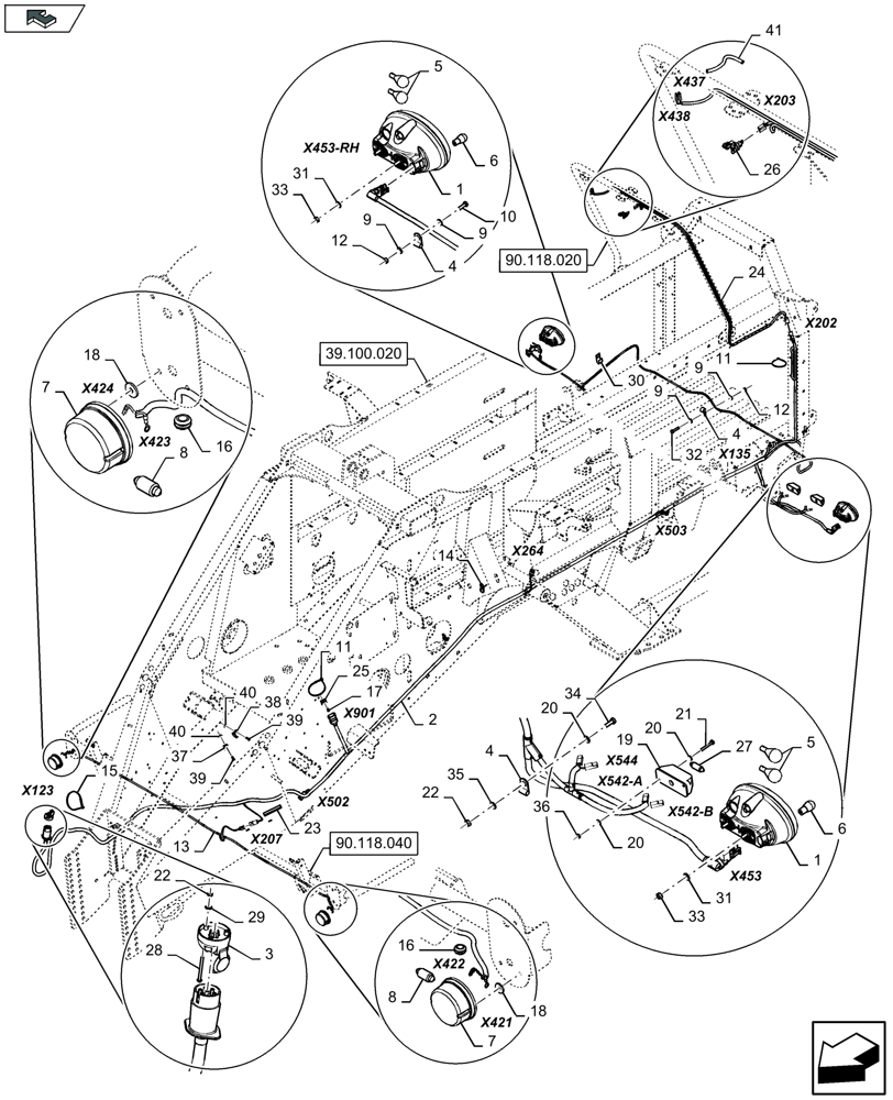 Схема запчастей Case IH LB324P - (55.511.021) - ROAD LIGHTS - F137137 (55) - ELECTRICAL SYSTEMS