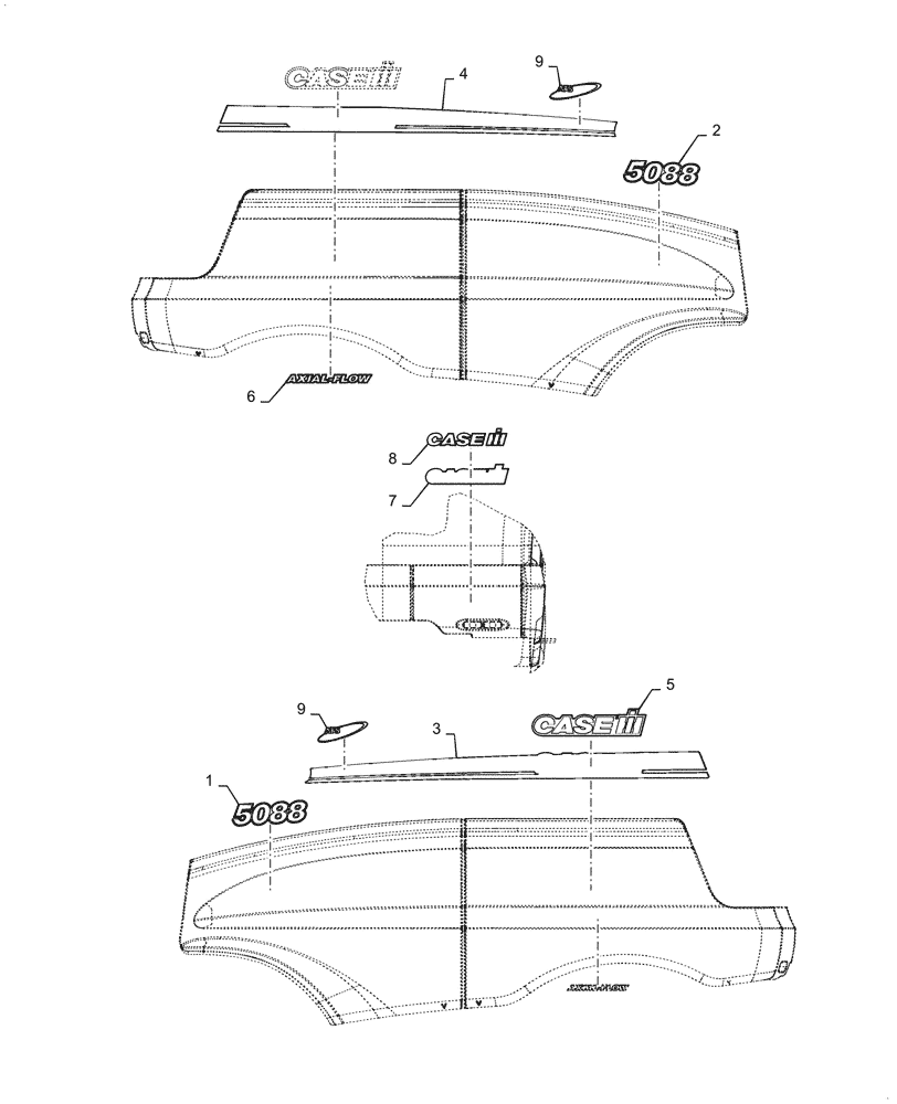 Схема запчастей Case IH 5088 - (90.108.AB[01]) - MODEL IDENTIFICATION DECAL, 5088 (90) - PLATFORM, CAB, BODYWORK AND DECALS