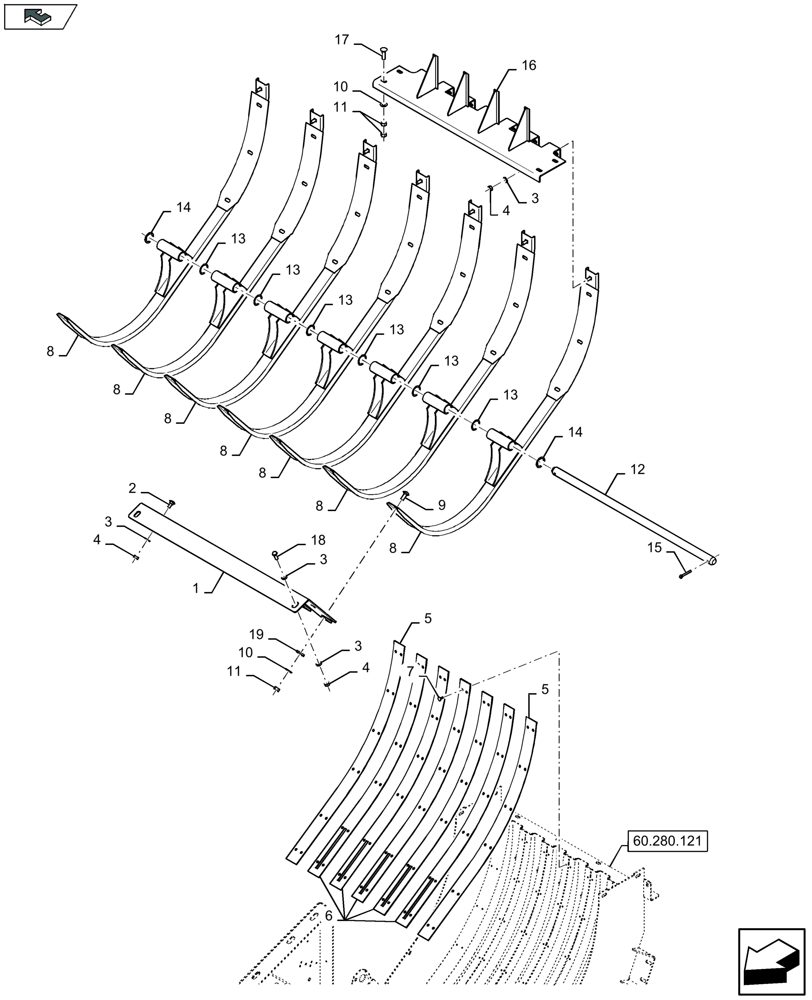 Схема запчастей Case IH LB334P - (60.280.131) - FEED CHAMBER, PLATES - D151 (60) - PRODUCT FEEDING
