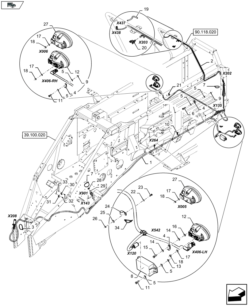 Схема запчастей Case IH LB434S XL - (55.511.031) - ROAD LIGHTS - FOR NA ONLY - D137 (55) - ELECTRICAL SYSTEMS
