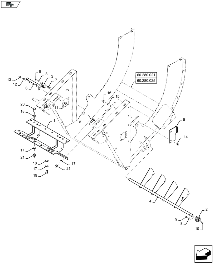 Схема запчастей Case IH LB434S XL - (60.280.031) - FEED CHAMBER, SHAFT - D151 (60) - PRODUCT FEEDING