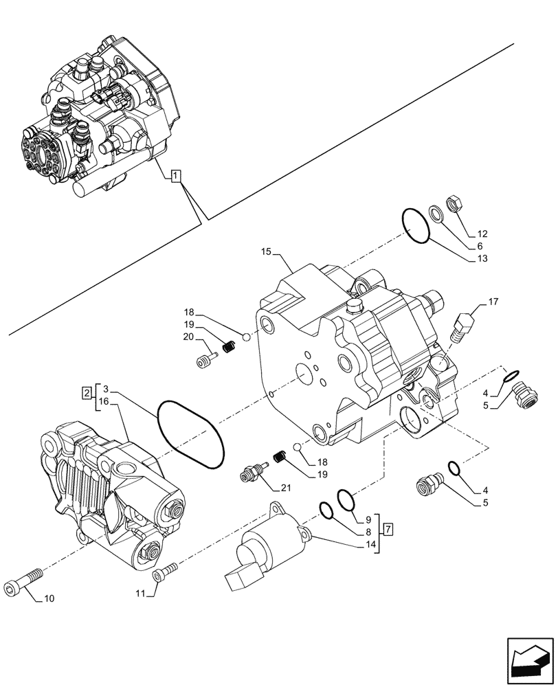 Схема запчастей Case IH F2CFE613E B006 - (10.218.AQ[02]) - FUEL INJECTION PUMP, COMPONENTS (10) - ENGINE