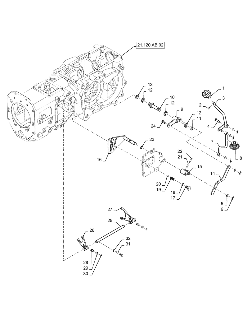 Схема запчастей Case IH FARMALL 40C - (21.130.BC[06]) - SHIFTING UNIT, MECH RANGE GEAR, FARMALL 40C, 50C (21) - TRANSMISSION