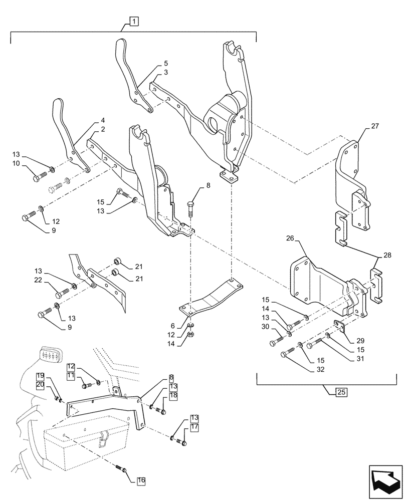 Схема запчастей Case IH L725 - (39.100.100) - VAR - 717688006, 730655006 - SUBFRAME, MOUNTING PARTS (39) - FRAMES AND BALLASTING