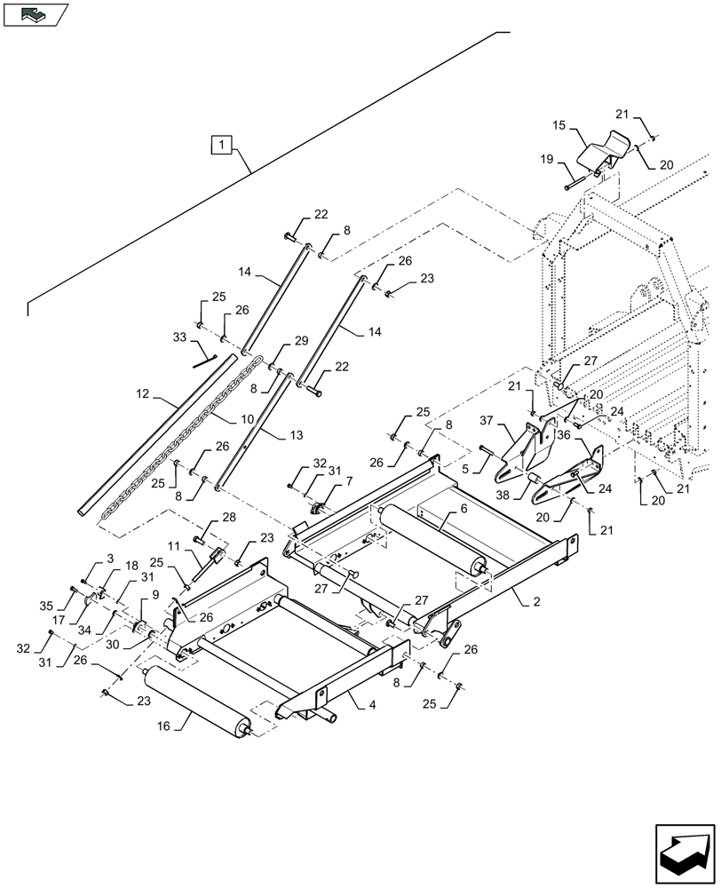 Схема запчастей Case IH LB434S - (88.070.016[01]) - DIA KIT: ROLLER BALE CHUTE - D137 (88) - ACCESSORIES