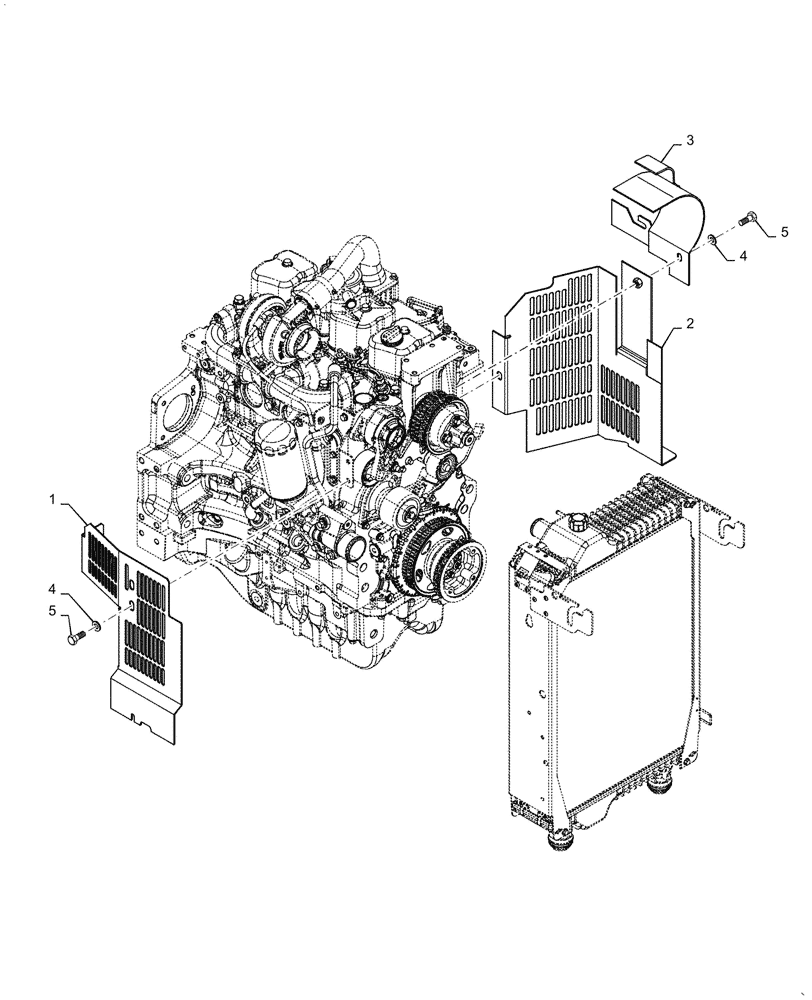 Схема запчастей Case IH PUMA1654 - (90.102.AG[02]) - ENGINE, GUARD (90) - PLATFORM, CAB, BODYWORK AND DECALS
