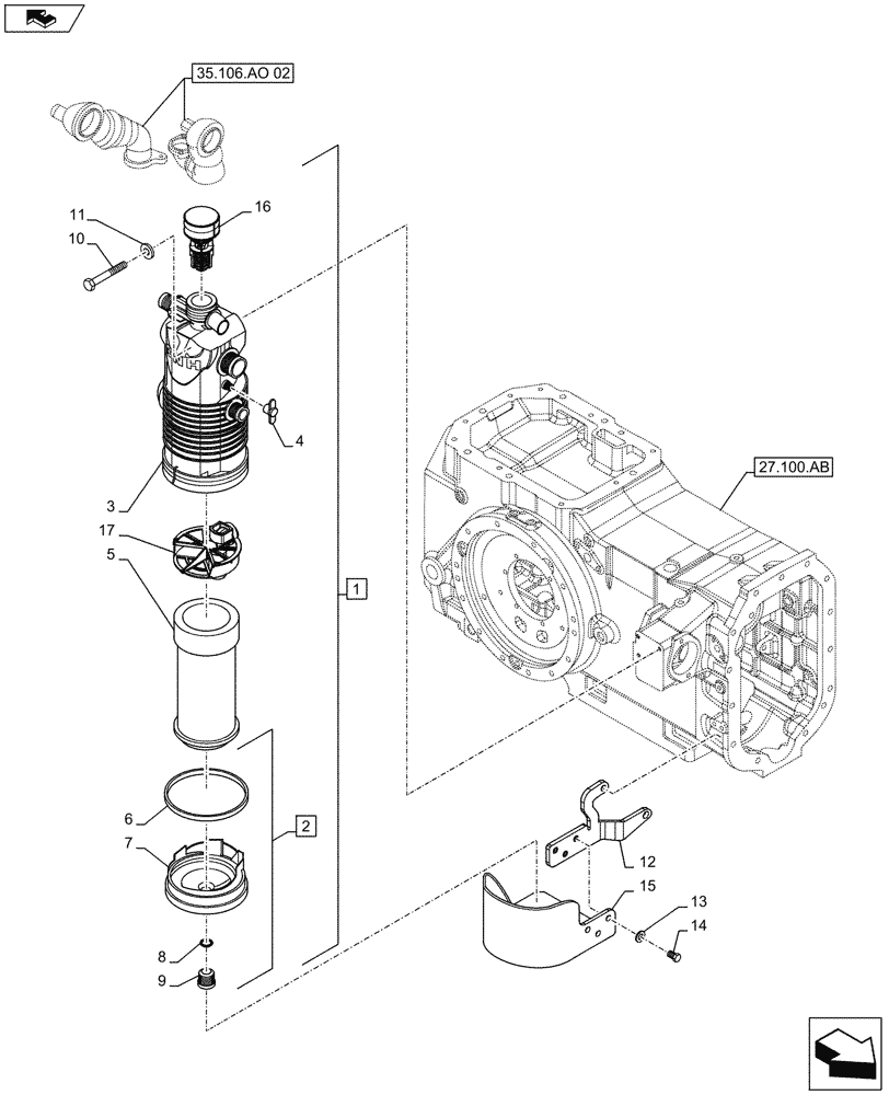 Схема запчастей Case IH MAXXUM 115 - (35.106.AQ[01A]) - VAR - 331836, 333836, 336835, 338835, 743744 - HYDRAULIC PUMP 113 L/MIN CCLS FOR SPS - FILTER - D7420 (35) - HYDRAULIC SYSTEMS